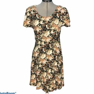 90’s Vintage floral pleated fit flare skater skirt